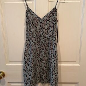 URBAN OUTFITTERS ECOTE CASUAL MINI DRESS BLACK WITH BLUE & WHITE SIZE SMALL